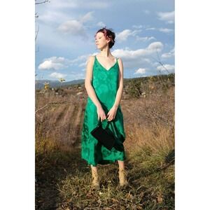 Rachel Comey Halstatt slip dress size 6 emerald green floral midi $538